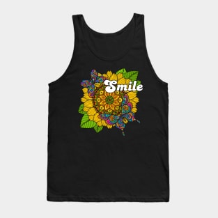 Smile Hippy Sunflower and Butterfly Design Tank Top
